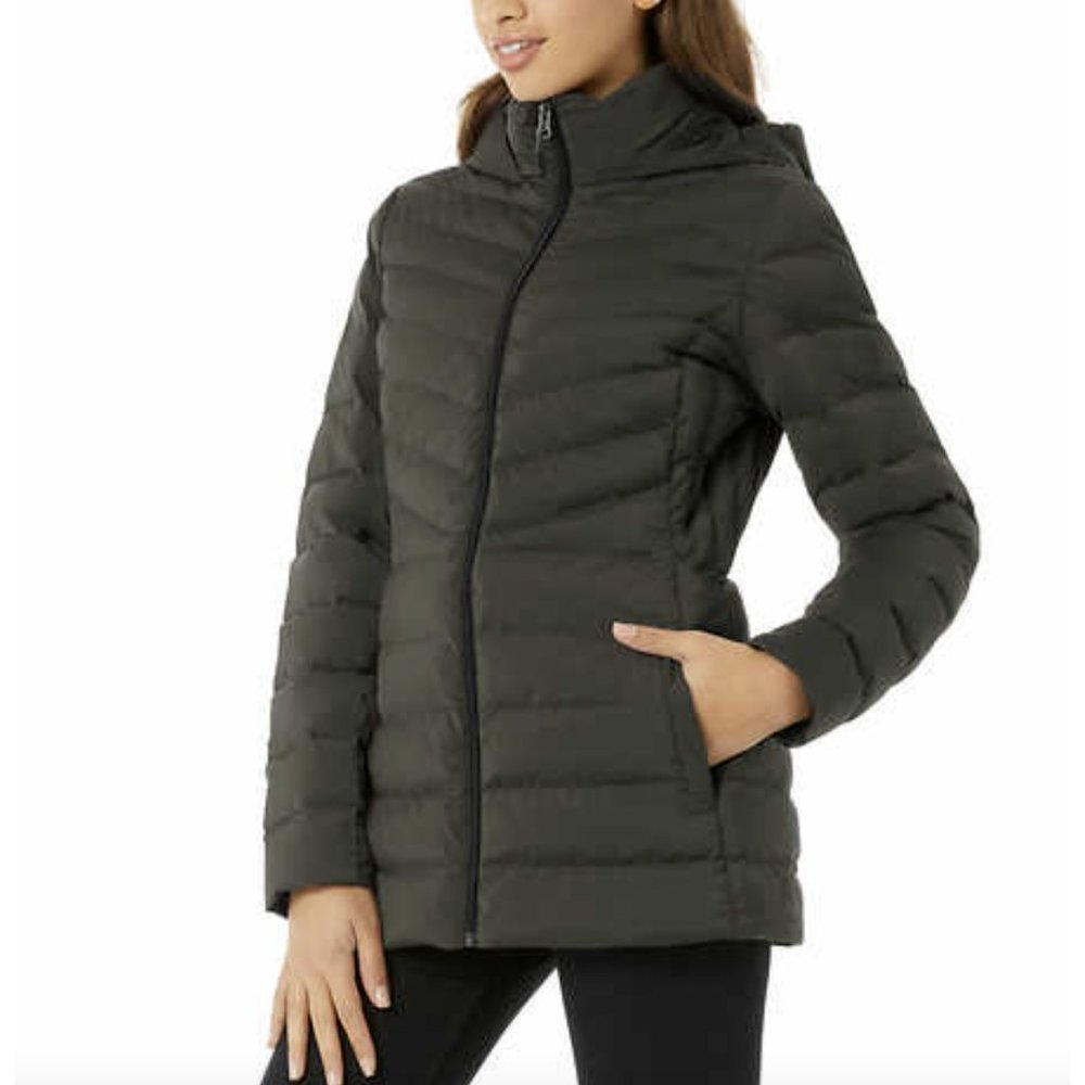 32 DEGREES  Heat Women Hooded 4-Way Stretch Puffer Jacket--Arol Green